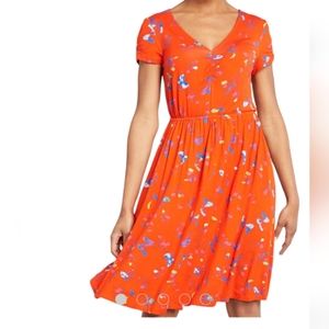 Modcloth Comfortably Curious Dress in floral butterfly pattern, size M